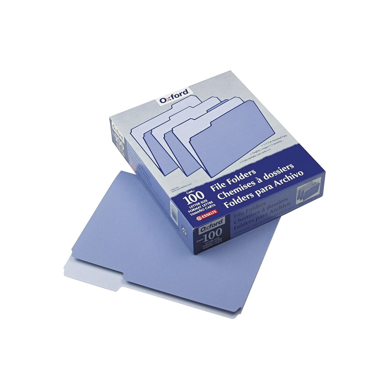 Pendaflex Two-Tone File Folder, Letter Size, 1/3 Cut Tabs, Lavender, Pack of 100