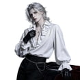 thumbnail image 5 of FASHOFT Vampire Halloween Costumes For Men Gothic Printed Top Cosplay Shirt For Masquerade Party Stage Photo Shoot Dress Up Attire Halloween Shirts L, 5 of 5