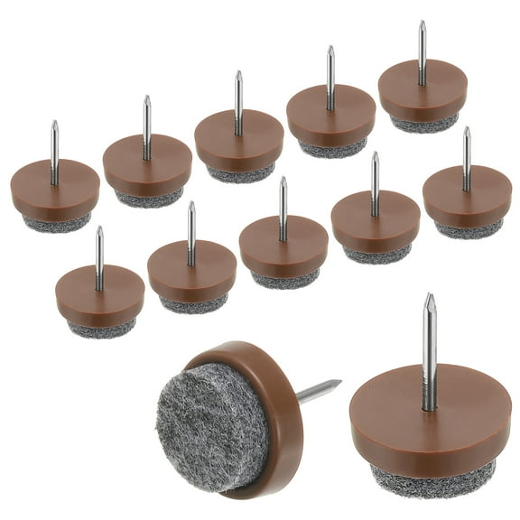 Uxcell 0.71" Screw-on Furniture Felt Pad Nail on Chair Leg Floor Protector Brown 40 Pcs