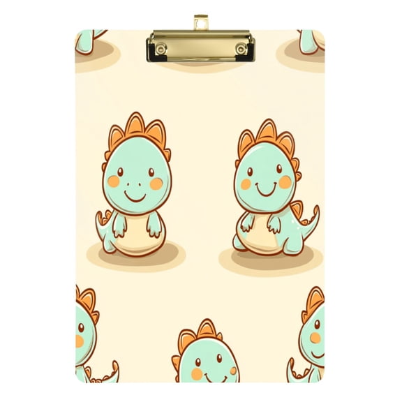 Cute Cartoon Dinosaurs Pattern 12.5x9in Clipboard, Durable Acrylic with Metal Clip and Wall Hook for Office or Classroom