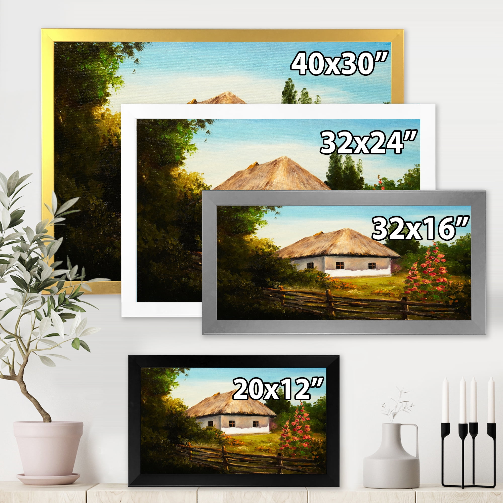 Designart 'House With Blossoming Flowers On The Mountain II' Traditional Framed Art Print