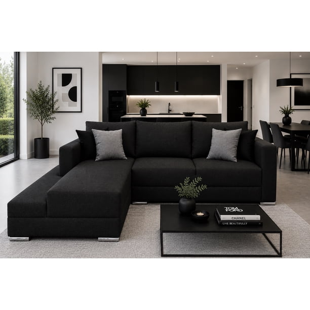 Sala esquinera El Bazar Store Aston Negro 260x200 cm Lino nacional Modular EL BAZAR STORE Moderna modular