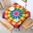 thumbnail image 2 of Colorful Rainbow Tie Dye Spiral Pattern Square Tablecloth,Waterproof Square Table Cover,Wipeable Spillproof Washable Table Cover for Home Kitchen Party Decor 52"x52"(132x132cm), 2 of 6