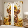thumbnail image 2 of Manfei Highland Cattle Black Out Curtains, Vibrant Orange Sunflower Curtains Pack of 2 (42x63 Each), Rustic Farmhouse Animal Bedroom Curtains, Curtains and Drapes Decor, 2 of 6