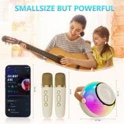 JYX Mini Karaoke Machine Set, Portable Bluetooth Speaker with 2 Microphones for Adults Kids, Singing Machine Home Karaoke System with RGB Colorful Light, D25W-T
