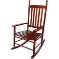 thumbnail image 5 of ArisingAsia Outdoor Rocking Chair with High Back and Armrest, Solid Wood Frame Patio Porch Rocking Chair with Rocker, Front Porch Chairs for Deck Garden Lawn Balcony Backyard, Brown, 5 of 5