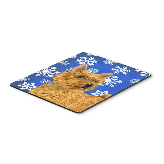 "Norwich Terrier Winter Snowflakes Holiday Mouse Pad Hot Pad or Trivet"