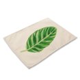 thumbnail image 1 of Mantel individual antideslizante con aislamiento térmico y estampado de plantas verdes, tapete para mesa, tenedor y plato (MP0083-9), 1 of 1