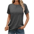 thumbnail image 1 of RKSTN Summer Tops for Women Fashion Solid Color Basic Round Neck Short Sleeved Blouses Loose Fit Pullover Versatile Tops, 1 of 1