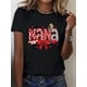 thumbnail image 1 of Camiseta deportiva de moda para mujer con estampado de ángel, corazón y lazo. Cómoda camiseta de manga corta con cuello redondo, elasticidad media, para toda la temporada. Ideal como regalo para mamá, 1 of 6