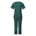 thumbnail image 4 of Xysaqa Workwear Uniform Women's Scrub Set Stretch Short Sleeve V-Neck Scrub Top and Scrub Pants Outfits S-5XL （Available in Plus Size) Army Green, 4 of 6