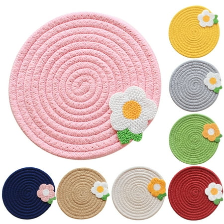 

Round Cotton Pads 4.7 inch or 7 inch Diameter Pot Holders Hot Pads Hot Mats 100% Pure Eco Cotton Boho Farmhouse Mid Century Modern Kitchen Decor