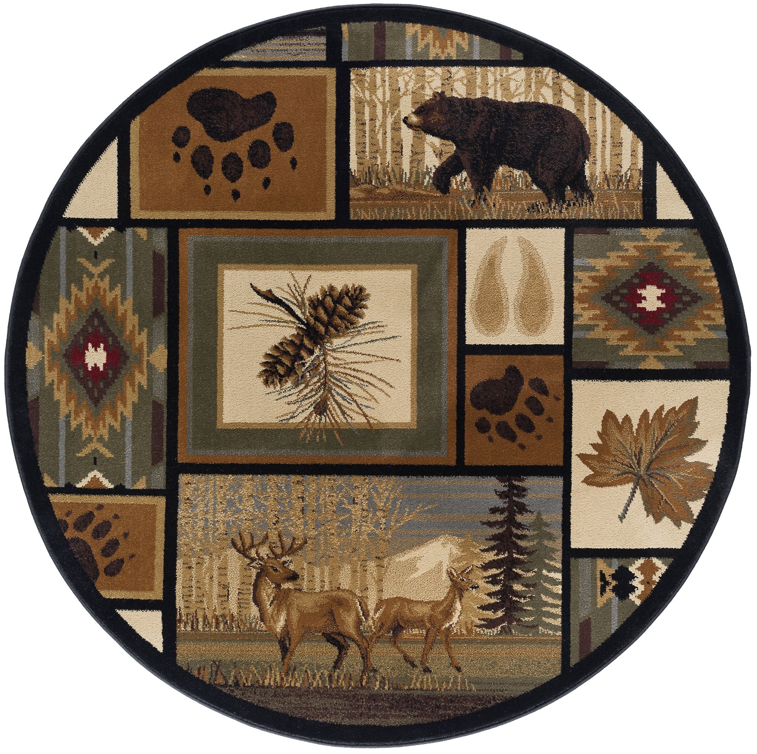 Nature Novelty 8' Round Multi-Color Polypropylene Indoor Area Rug
