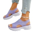 thumbnail image 2 of Women's Orthopedic Open Toe Mesh Wedge Sandals Comfortable Elastic Ankle Strap Breathable Platform Sandal Summer Athletic Sport Walking Beach Sneakers 36, 2 of 7