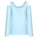 thumbnail image 4 of ICHUANYI Clearance Fashion Women's V-Neck Casual Long Sleeve Lace Patchwork Solid Blouse To(Blue, S) ICHUANYI WER2023080907588, 4 of 6