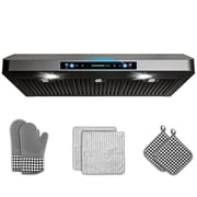GIMSOL 36" Under Cabinet Range Hood, 600 CFM, 4-Speed Gesture Control, Black Stainless Steel, Ducted