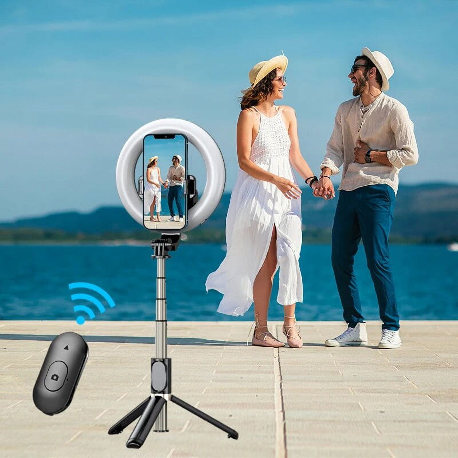 Selfie Ring Light with Selfie Stick Tripod Stand Phone Holder Portable Unplugged Dimmable LED Ring Light