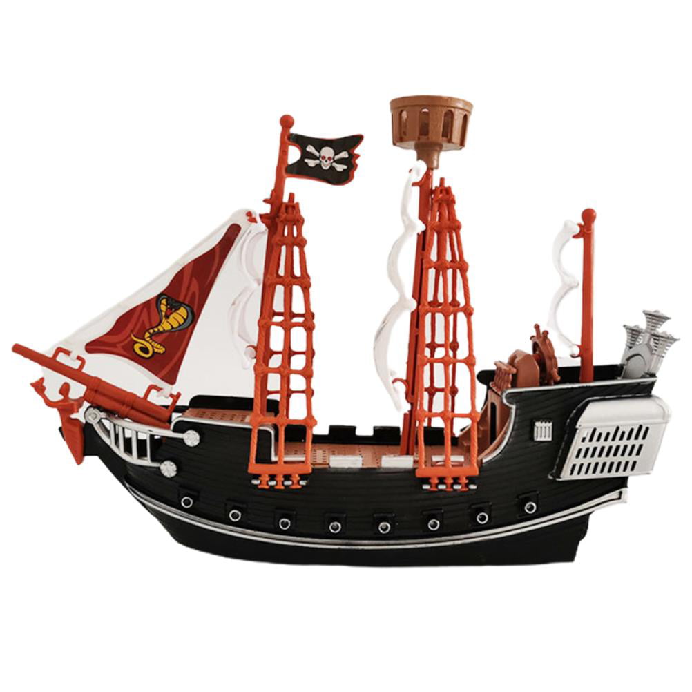 43" Wooden Pirate Ship Toy Nautical Ocean Pirates Ships Wood Boats Model Playset 