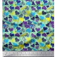 thumbnail image 1 of Soimoi Green Crepe Silk Fabric Text,Brush Stroke & Colorful Heart Print Fabric by the Yard 42 Inch Wide, 1 of 1