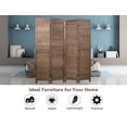 thumbnail image 3 of CL.HPAHKL 4 Panel Wooden Room Divider, 5.75 Ft Tall Indoor Portable Freestanding Partition Screen, Folding Privacy Wall Divider for Home Office Bedroom Restaurant, 68.9" x 15.75" Each Panel, Brown, 3 of 7