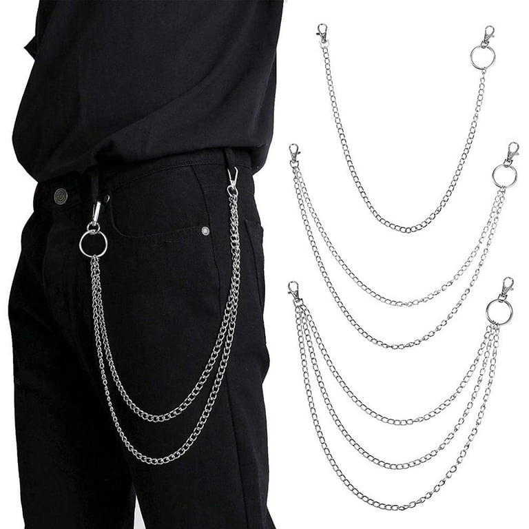 Jemiwa Hip Hop Pants Chain Punk Silver Trousers Chains Layer Pocket  Keychain Biker Rock Wallet Jean Jewelry