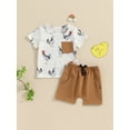 thumbnail image 3 of Baby Boy 2 Piece Set, Round Neck Rooster Print Short Sleeve Tops + Elastic Waist Solid Color Shorts Infant Toddler Summer Outfit, 3 of 9
