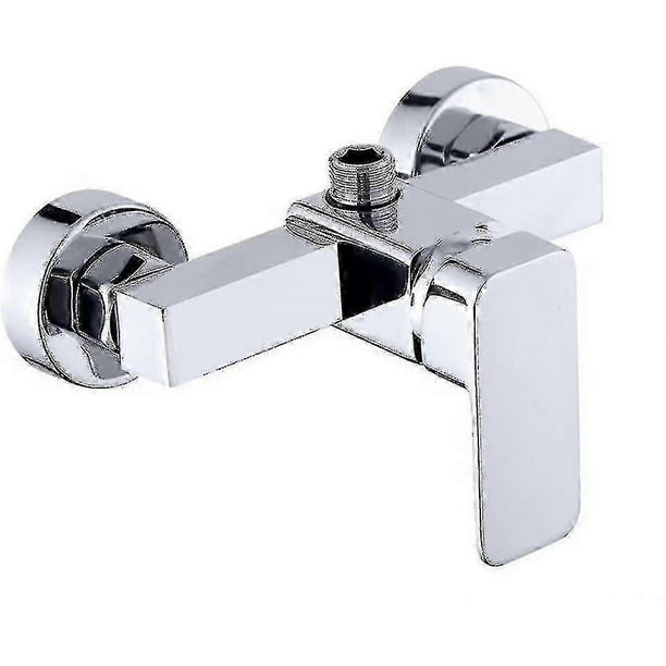 Modern Chrome Wall Mounted Shower Faucet With Shower Mixer For Cold And Hot Water