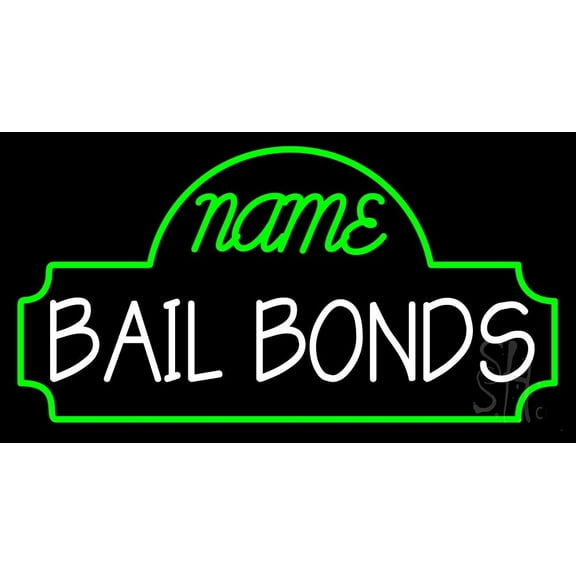 Custom Bail Bonds LED Neon Sign 13 x 24 - inches, Black Square Cut Acrylic Backing, with Dimmer - Bright and Premium built indoor LED Neon Sign for Defence Force.