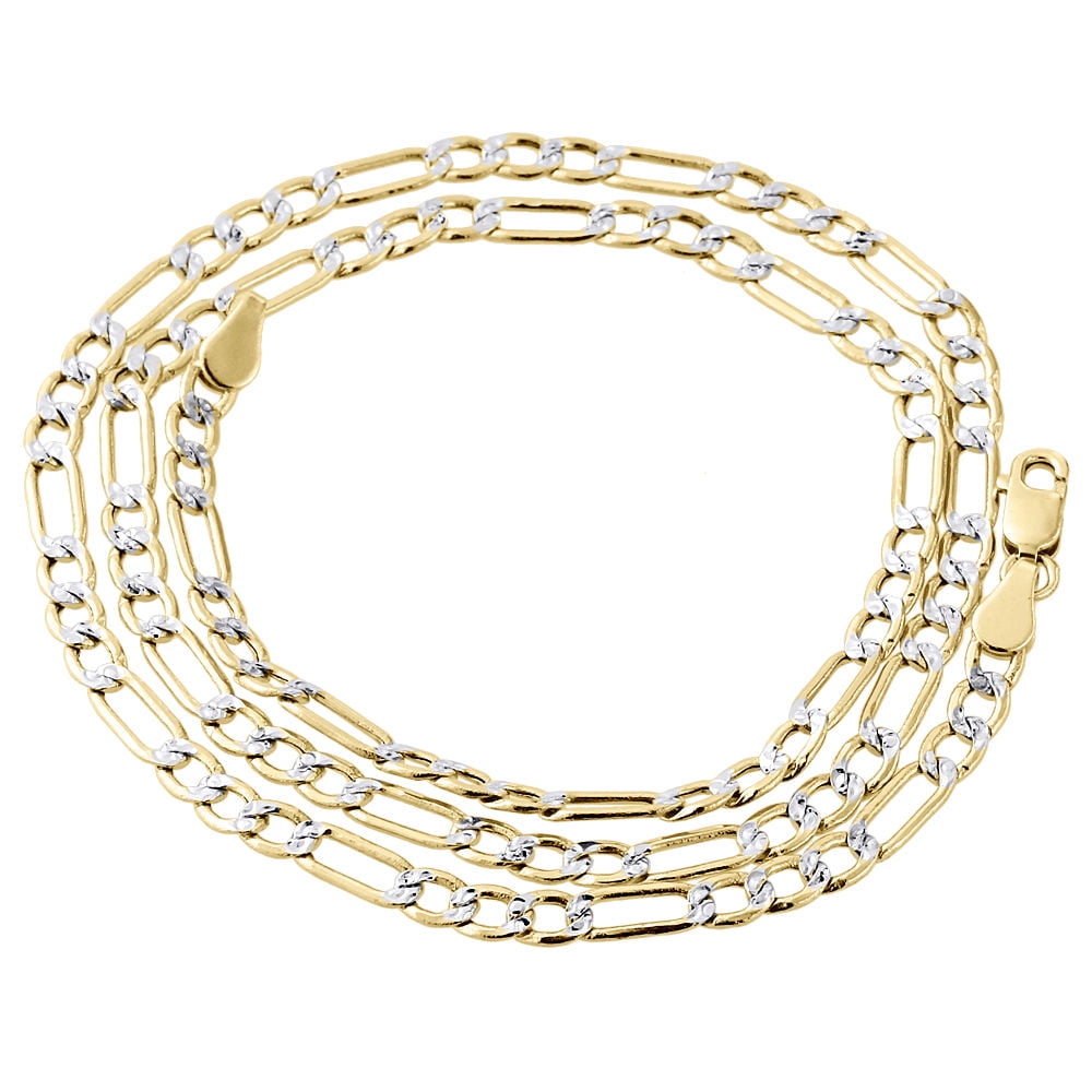 Jewelry For Less Real 10K Yellow Gold Diamond Cut Figaro Style Chain