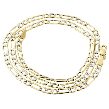 Yellow Gold 13mm Figaro Chain - Real 10K Yellow Gold Diamond Cut Figaro Style Chain 3.50mm Necklace 16 Inches