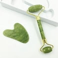 thumbnail image 1 of Rodillo de Jade y juego de Gua Sha, rodillo de masaje, tablero Guasha, cabezales dobles, masajeador de rodillo de belleza Jade StoneJade, 1 of 5