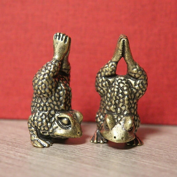 Retro Brass Handstand Frog Statue Desktop Small Ornament Upside Down Toad