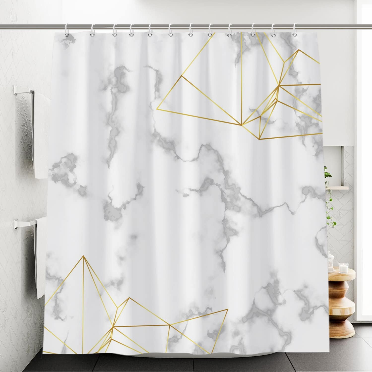 Marble Shower Curtain, Shower Curtains for Bathroom White Marble Shower