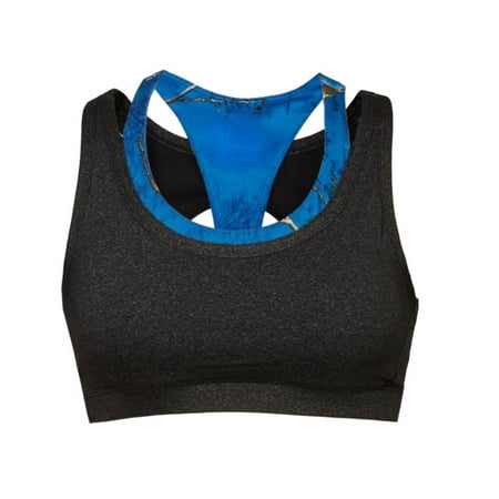 

Realtree Camouflage Colosseum WOMEN Gray Blue Support Workout Sports Bra (XL)