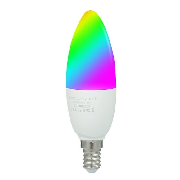 5W Smart Candelabra Bulb Dual Mode White & RGB 16 Million Colors E14 Wi-Fi LED Candle Bulbs APP Remote Control Voice Control Timing Function Multicolored LED Light Intelligent Wireless Lamp AC85-265V