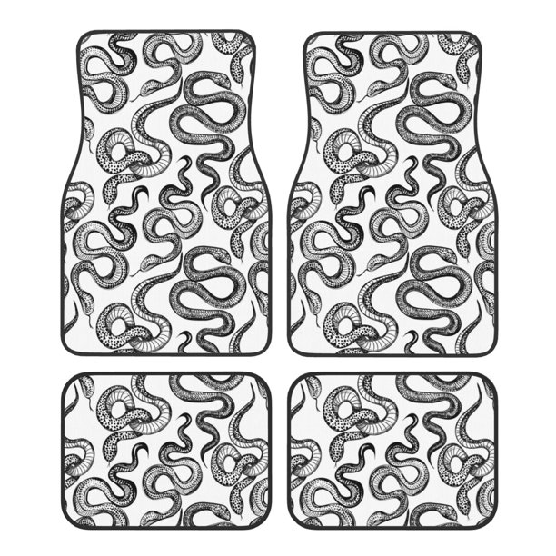 Fotbe Hand Drawn Snake Juego de 4 Tapetes para Auto con Estampado – Alfombrillas de Goma Reforzada, Diseño Antideslizante, Protección para Todo el Año – Vehículos, Autos, Camionetas y SUVs