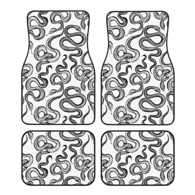 Fotbe Hand Drawn Snake Juego de 4 Tapetes para Auto con Estampado – Alfombrillas de Goma Reforzada, Diseño Antideslizante, Protección para Todo el Año – Vehículos, Autos, Camionetas y SUVs