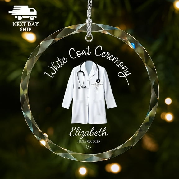 White Coat Ceremony Ornament, Custom Graduation Ornament, Medical School Gift, Customized Doctor Name Christmas Gift, Christmas Ornament