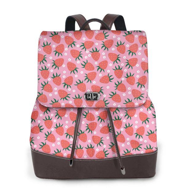 Fotbe Strawberry Mochila Bolso con Estampado para Mujer, Mochila Antirrobo de Nylon Impermeable, Bolsa Ligera de Hombro
