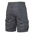 thumbnail image 3 of Men's Casual Cotton Cargo Shorts Relaxed Fit Ripstop Solid Color Short Drawstring Elastic Waist Sports Shorts, 3 of 7