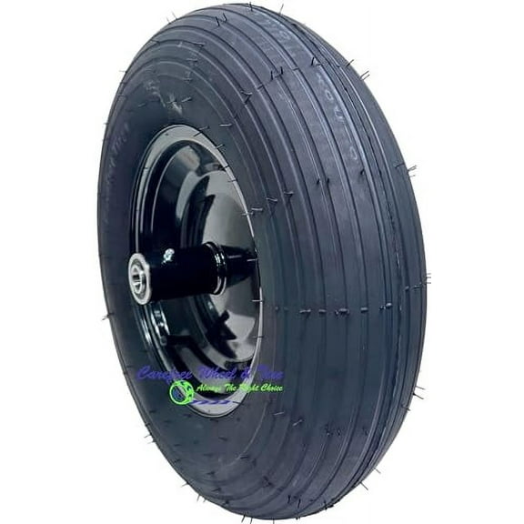 4.80/4.00-8 Pneumatic Wheelbarrow Wheel. Centered Hub and Choice of Bore Size (3/4 Bearings, 4" Centered Hub)