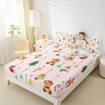 thumbnail image 4 of jejeloiu Cute Bear Snowmen Happy New Year Merry Christmas Twin Sheet Set,Red White Girl Bedding,3pcs, 4 of 7