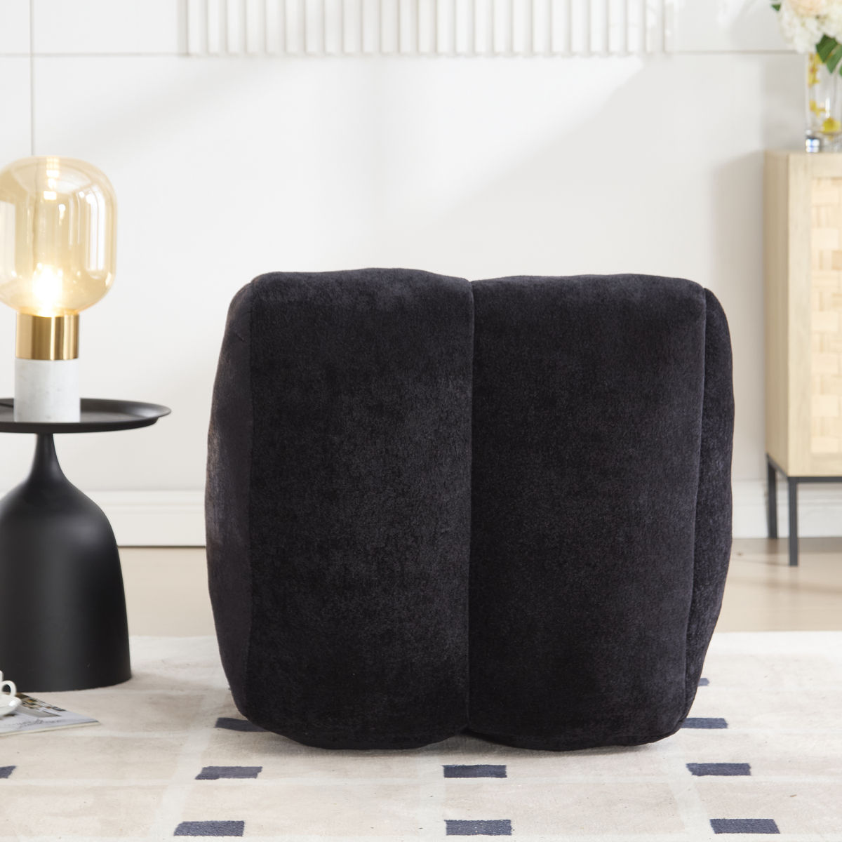 Creative Bean Bag Sofa Chair for Adults Filled with High-Quality Sponge, Plump and Elastic Fitting Body Curves, Gentle Support, for Gaming Reading Living Room Bedroom, Black