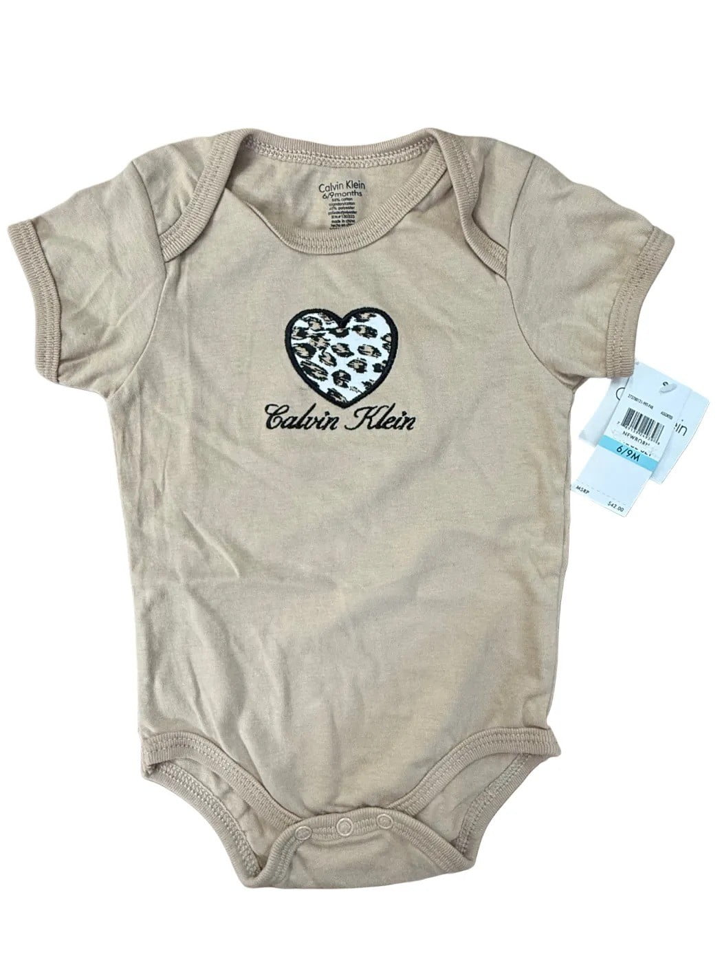 Calvin Klein Unisex Infant Khaki Onesies set of 3 (6-9 Months)