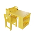 thumbnail image 1 of Multi-Functional Kids Art Table and 2 Chairs Set – Wooden Activity Desk with Large Storage Shelves – Perfect for Drawing, Learning, and Activities – Ideal for Home, Playroom, or Daycare – Yellow, 1 of 7