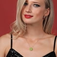 thumbnail image 4 of Gem Stone King 925 Silver and 10K Yellow Gold Pear Shape Flower Pendant with Chain Peridot Moissanite (2.55 Cttw), 4 of 6