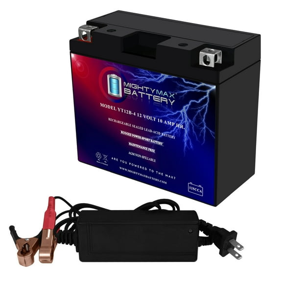 YT12B-4 12V 10AH SLA for Power Sports Battery   12V 2Amp Charger