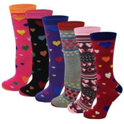 SUMONA Women 6 Pairs Hearts Design Valentine's Day Novelty Crew Socks