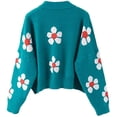 thumbnail image 2 of Women's Flower Long Sleeve Short Cardigan Casual Loose V Neck Button Knit Sweaters, 2 of 7