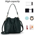 thumbnail image 4 of Chok 1111Fourone Bucket Bag Faux Leather Tassel Drawstring Crossbody Pouch Women Solid Color Shoulder Bag Handbag, 4 of 8